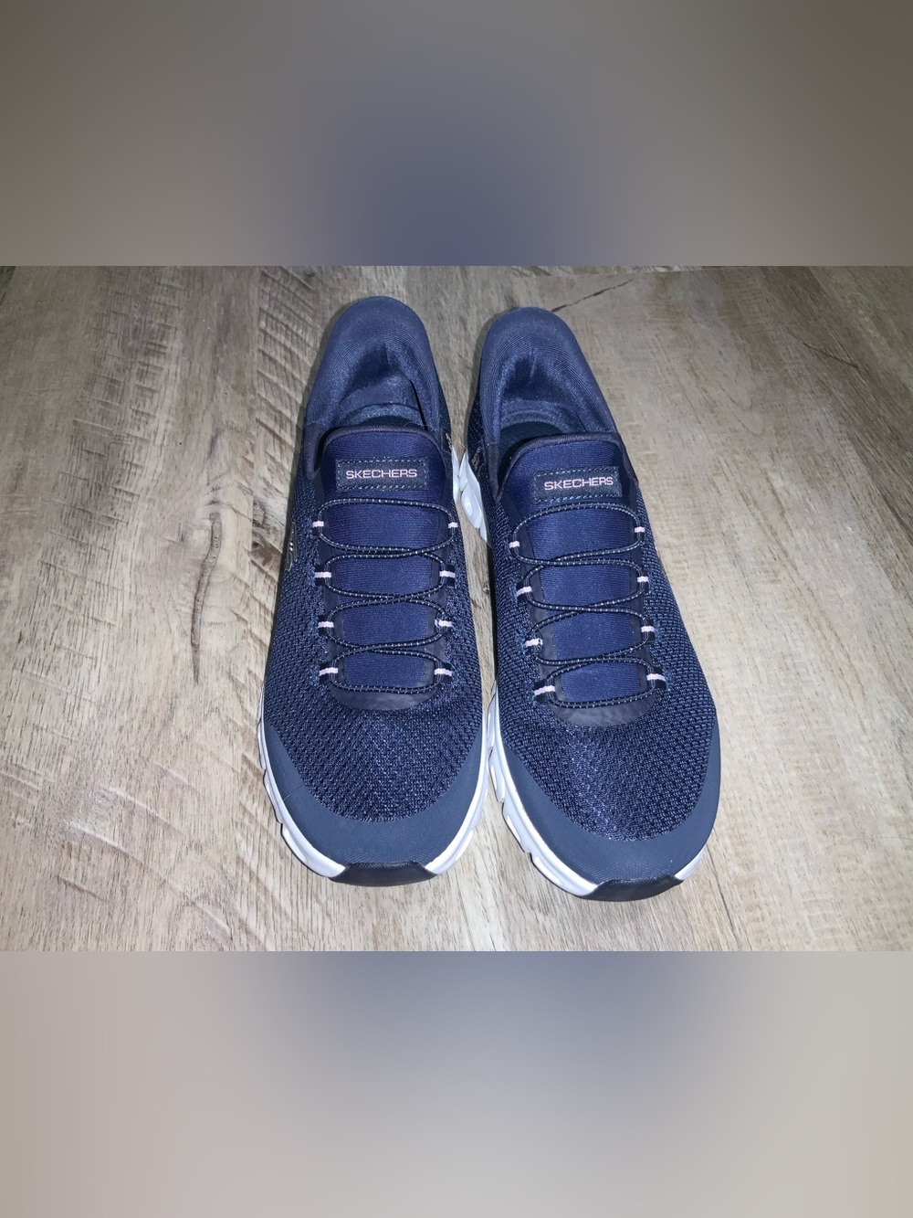 (Bin 32) Skechers, Women’s Navy Knit Slip-On Athletic Sneakers, Size 8.5